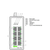 switch industrial ethernet / 8 puertos 1000base t / alimentación redundante de cc / rango de tensión 9 57 v / carcasa metálica / montaje en carril din 35 / ip30 / 40 a +70 °c