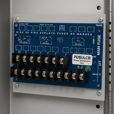 módulo de distribución de energía ul pd8ulcb / 8 salidas clase 2 ptc protegidas / entrada 12 24vdc o 24 28vac / auto resetable / montaje incluido / garantía de por vida módulo de distribución de energía ul pd8ulcb / 8 salidas clase 2 ptc protegidas / entrada 12 24vdc o 24 28vac / auto resetable / montaje incluido / garantía de por vida