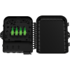 cierre de empalme para 24 fusiones de fibra óptica, interior/exterior, con 8 acopladores sc/apc y splitter 1x8 sc/apc incluido, ip65, 3 puertos para fibra troncal o distribución