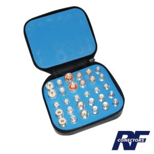kit universal de adaptadores unidapt de 30 piezas con baño de plata, en estuche, esponja y ziper.â€‹