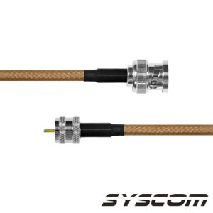 cable coaxial rg 142/u de 60 cm. para 50 ohm, con conectores bnc macho a mini uhf macho.