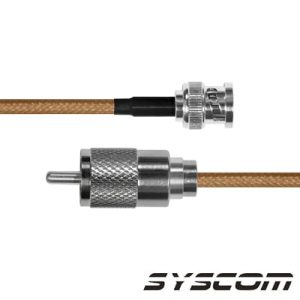 (1 pza) jumper con cable rg142, conectores bnc macho/uhf (pl 259) macho.