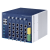 switch modular industrial capa 3 / 5 slots / 4 puertos gigabit rj45 / 4 puertos sfp+ 10g / rango de temperatura 40~75°c / entrada de potencia redundante 12 48v / soporte ipv6/ipv4