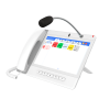 teléfono ip color blanco android 9.0 empresarial para voceo 20 líneas sip, pantalla táctil, wi fi y bluetooth, poe, voceo/ musica por multicast, puertos gigabit, sofware de enfermeria