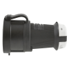 conector hembra con bloqueo de media vuelta / 30 a 480 v ca / 3 polos trifásico / nema l16 30r / terminal de tornillo / cubierta hermética negra / color blanco y negro.