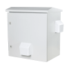 gabinete ventilado de acero ip55 uso en exterior (593 x 609 x 399 mm) con placa trasera interior metálica y compuerta inferior atornillable. incluye ventilador, ventilas, filtros, montaje rack 19", terminal de tierra física, chapas y ll