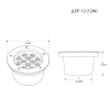 luminario empotrar en piso / uso en exterior ip66 / multivoltaje 110 240v~ 60hz / temperatura de color 6500k / Ángulo de luz 36° / aleación de aluminio y vidrio templado / no dimeable