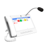 teléfono ip color blanco android 9.0 empresarial para voceo 20 líneas sip, pantalla táctil, wi fi y bluetooth, poe, voceo/ musica por multicast, puertos gigabit, sofware de enfermeria
