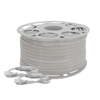 manguera led luminosa blanca de resina transparente y flexible / para uso interior o exterior / carrete de 50 m/ 110v ca 4.2 a/ 500 w potencia / t.c.c. 6500 k. manguera led luminosa blanca de resina transparente y flexible / para uso interior o exterior / carrete de 50 m/ 110v ca 4.2 a/ 500 w potencia / t.c.c. 6500 k.