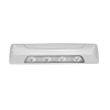 luz de escena, 4 led, bisel blanco, 12–24vcd, led blanco y lente transparente