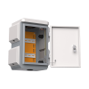 gabinete de acero ventilado para exterior con rieles din y 4 placas laterales para montaje de equipos por fuera,