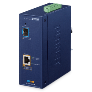convertidor de medios poe industrial / puertos 10g sfp+ y 10gbase t / poe++ 802.3bt 95w / 40 a 75°c operación / vlan, erps, qos /cuenta con doble entrada para fuente de alimentación 12~54v