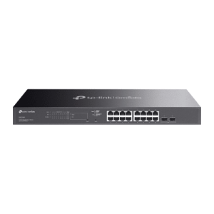switch omada sdn administrable / 16 puertos gigabit y 2 puertos sfp / funciones sflow, qinq y qos / administración centralizada omada