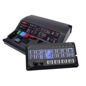 sirena vehicular de 200w de potencia, programable, con controlador de panel deslizante de 19 botones, indicador de flecha de tráfico de 6 led, 12 salidas auxiliares