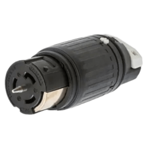 conector industrial de bloqueo / 50a 3 fases delta 250v ca / 3 polos 4 hilos/ conector hembra / color negro y blanco