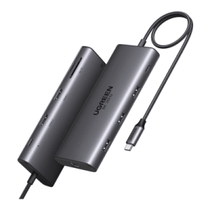 docking station usb c hub 10 en 1 ugreen revodok pro 210 / dual hdmi 4k 60hz y 8k 30hz / 3 puertos usb a + usb c 3.0 / carga pd 100w / ethernet gigabit 1000m / lector tarjetas sd y tf / compatible windows y macos