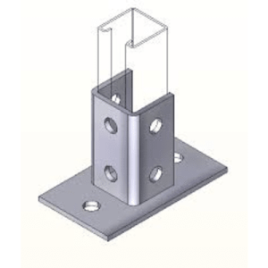 base cuadrada con 4 perforaciones para perfil sencillo.
