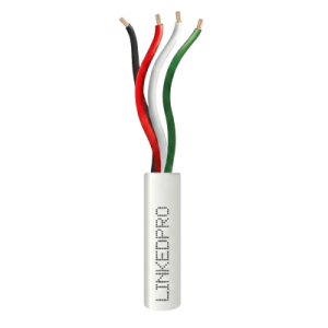 bobina de cable 305 metros: 4 x 22 awg, color blanco, cm, para sistemas de seguridad y alarmas
