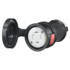 conector hembra con bloqueo de media vuelta / 30 a 480 v ca / 3 polos trifásico / nema l16 30r / terminal de tornillo / cubierta hermética negra / color blanco y negro.