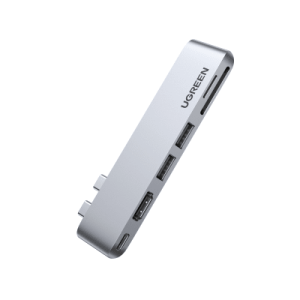 hub usb c 6 en 1 / 2xusb a 3.0 (5gbps) / hdmi 4k@30hz / puerto pd 100w / lector sd+microsd / aluminio / compatible thunderbolt 3 / compacto 110x29x8.5mm