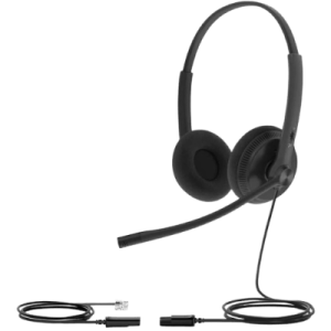 diadema alámbrica yhs34 dual de yealink qd a rj9 con almohadillas de esponja