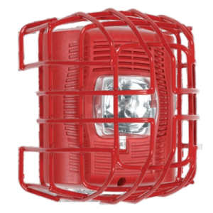 protector de rejilla anti vandalismo y golpes accidentales, color rojo, para sirenas/estrobos/bocinas system sensor, montaje en superficie, 7.49"altox6.74"anchox6.09"profundidad