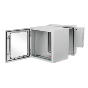 gabinete industrial protek de puerta con ventana, con aire acondicionado de 800 btu, protección nema tipo 4/12; ip66; ik10, abatible, fabricado en acero, 19 ur, color gris claro