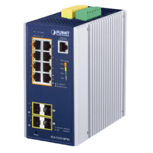 switch industrial administrable capa2, 8 puertos gigabit con poe+ 802.3at, 2 puertos sfp de 100/1g y 2 puertos sfp de 100/1g/2.5g