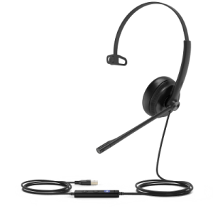 diadema alámbrica uh34 mono de yealink certificada con microsoft teams con almohadillas de cuero