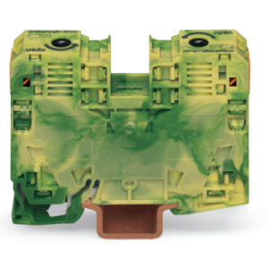 borna de tierra / 2 conductores / 35 mm² / power cage clamp / montaje en carril din 35 x 15 / verde amarillo / poliamida (pa66) / conexión lateral / rango de sección 6 35 mm²
