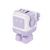 cargador robotgan de 65w serie uno | 3 puertos de carga rápida | 2 usb c | 1 usb a | pd 3.0 | qc 4.0 | carga inteligente | tecnología gan ii | zapato magnético extraíble | carcasa ignifuga | pantalla led.