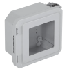 caja impermeable de fibra de vidrio, 6.77" (17.19cm) alto x 6.77" (17.19cm) ancho x 4.06" (10.31cm) profundidad, con ventanilla, listado ul/cul, hecho en ee.uu, serie enviroarmour®