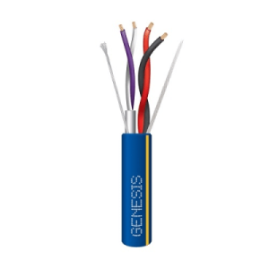 bobina de 305 metros / cable 2 x 18 + 2 x 22 awg / color azul con línea amarilla / par 22 awg blindado / para aplicaciones de control de iluminación