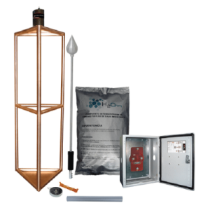 kit de pararrayo con punta con diámetro de protección de 300 metros, fabricado en acero inoxidable.