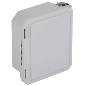 caja impermeable de fibra de vidrio, 8.77" (22.27cm) alto x 6.77" (17.19cm) ancho x 4.06" (10.31cm), sin ventanilla, listado ul/cul, hecho en ee.uu, serie enviroarmour®