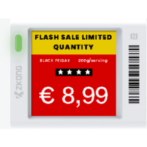 etiqueta electrónica de estantería esl 1.5" / pantalla epd gráfica matriz de puntos 152x152 píxeles / 4 colores (negro blanco rojo amarillo) / ble 5.0 con encriptación aes 128 / autonomía 3 años con 4