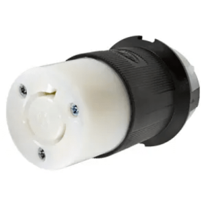 conector industrial con bloqueo de media vuelta / 20 a 277 v ca / 2 polos 3 hilos / color blanco y negro / nema l7 20r.