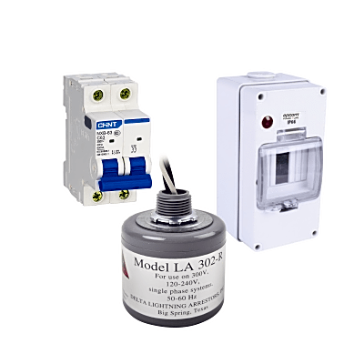 kit de centro de carga para corriente alterna, breaker de hasta 400 vca de 63 a con supresor de picos transitorios. kit de centro de carga para corriente alterna, breaker de hasta 400 vca de 63 a con supresor de picos transitorios.