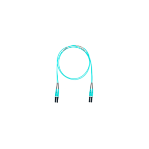 jumper de fibra Óptica multimodo 50/125 om4, lc lc duplex, ofnr (riser), color aqua, 18 metros