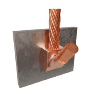 molde para soldadura exotérmica para cable 1/0 awg a superficie de acero en vertical hacia arriba a 90°