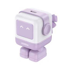 cargador mini ganrobot 30w serie uno | 1 usb c de carga rápida | tecnología gan ii | multiprotocolo pd/qc/scp/fca | carga inteligente | pantalla led | zapato magnético extraíble | thermal guard | color lila.