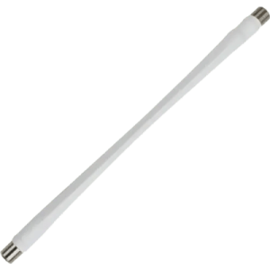 jumper coaxial delgado color blanco de 25.4 centímetros de longitud y conectores f hembra en ambos extremos. 75 ohm de impedancia.