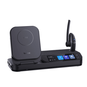 auricular bluetooth bh71 con workstation de yealink con pantalla táctil de 3" con cancelación de ruido y carga inalámbrica para smartphone