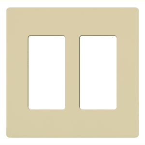 placa de pared 2 espacios, para atenuador (dimmer), apagador ó control remoto inalámbrico lutron.