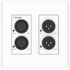 extensor de audio analógico xlr a dante® | 2 entradas y 2 salidas | conversión digital de audio | poe ieee 802.3af | phantom power 48v | latencia configurable 1 5ms | rango dinámico >90db