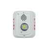 sirena con lámpara led estroboscópica / a 2 hilos / montaje en pared / 24 vcd / configuración estroboscópica seleccionable / texto en inglés / color blanca