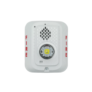 sirena con lámpara led estroboscópica / a 2 hilos / montaje en pared / 24 vcd / configuración estroboscópica seleccionable / texto en inglés / color blanca