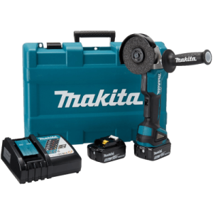 miniesmeril de 4 1/2" 8500 rpm, 18v, incluye 2 batarias de 5 a, cargador rápido y maletín