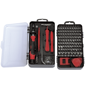 juego de reparación de pantallas o dispositivos electrónicos de uso fino con 115 piezas con estuche de almacenaje.
