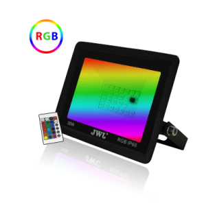 reflector led multicolor rgb ip66 para interior/exterior / 10w 50w / 900 4500 lúmenes / control remoto 7 colores / vida Útil 50,000 horas / aluminio y vidrio templado / Ángulo 120°